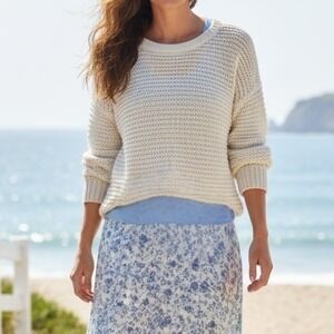 Eileen Fisher Coastal Open Knit Sweater Size M Minimalist Nautical Cottagecore